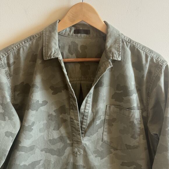 ATM Anthony Thomas Melillo Shirt Dress S Camo Pockets Stretch Cotton Military - Picture 2 of 15